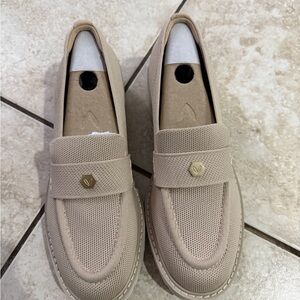 Beige Loafers with Mesh Detail